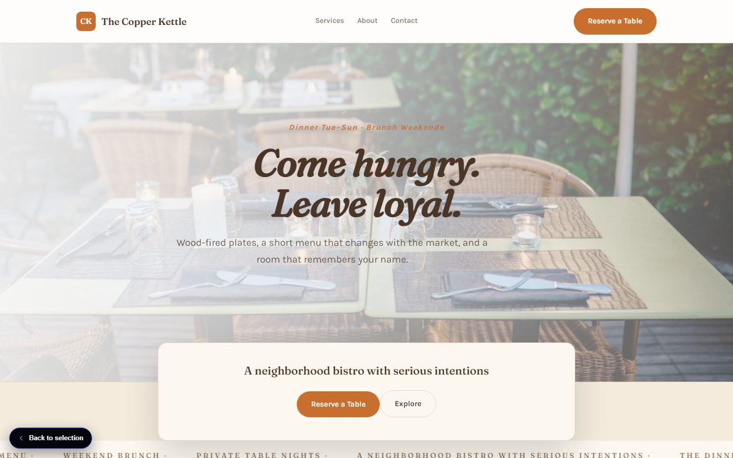 The Copper Kettle website