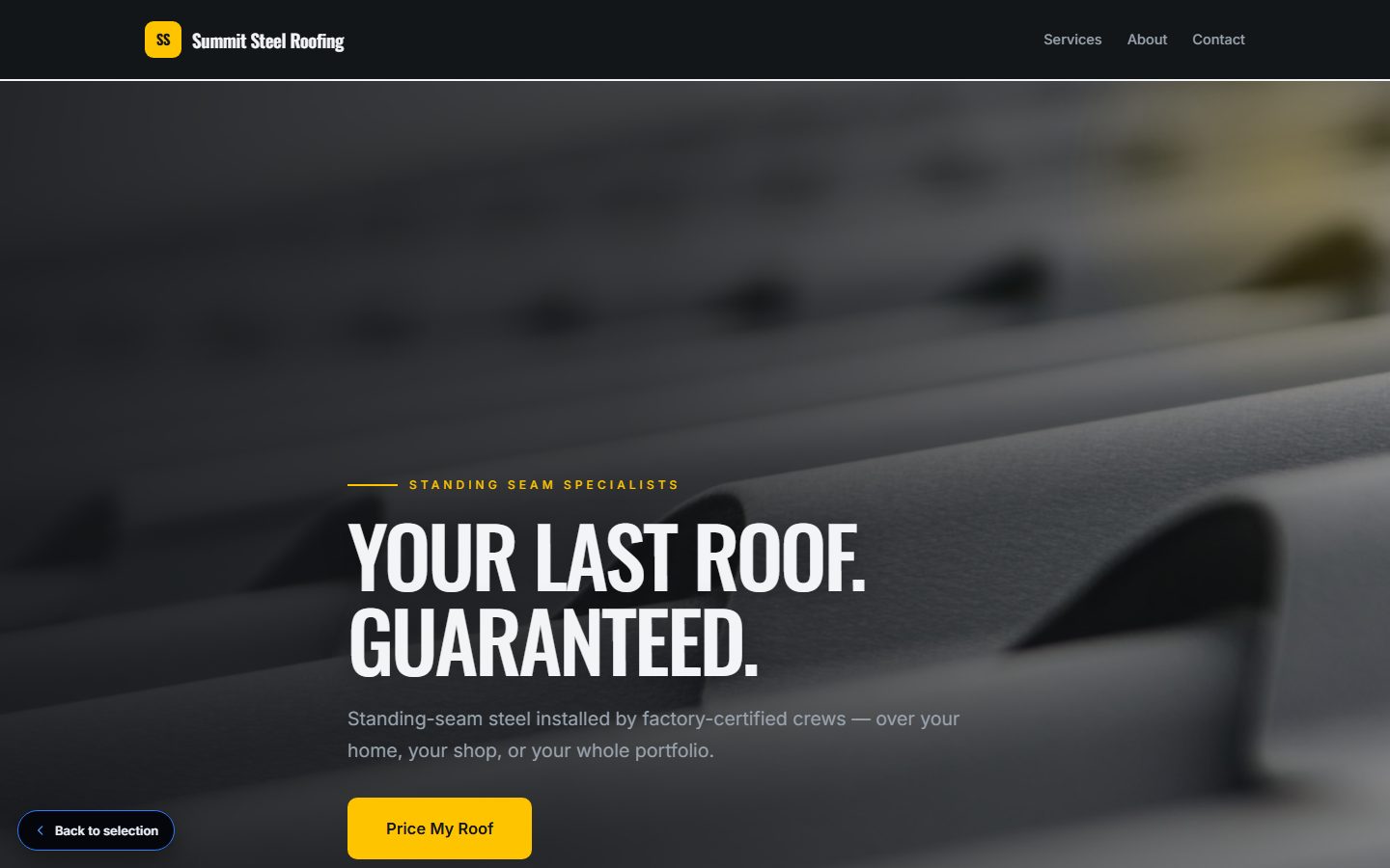 Summit Steel Roofing website